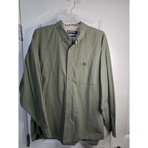 Panhandle Slim Mens XL Olive Green White Micro Check Western Button Down Shirt